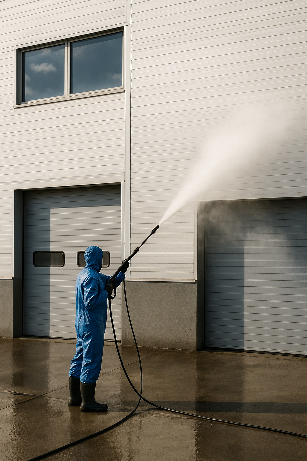 Nettoyage de façade industrielle