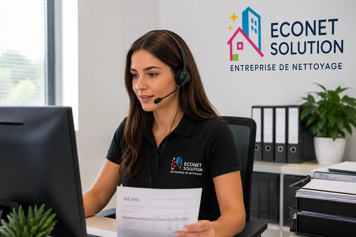 Traitement devis demande nettoyage dans le Var Entreprise de nettoyage à Hyères. Conseillère Econet Solution traitement devis nettoyage dans le var