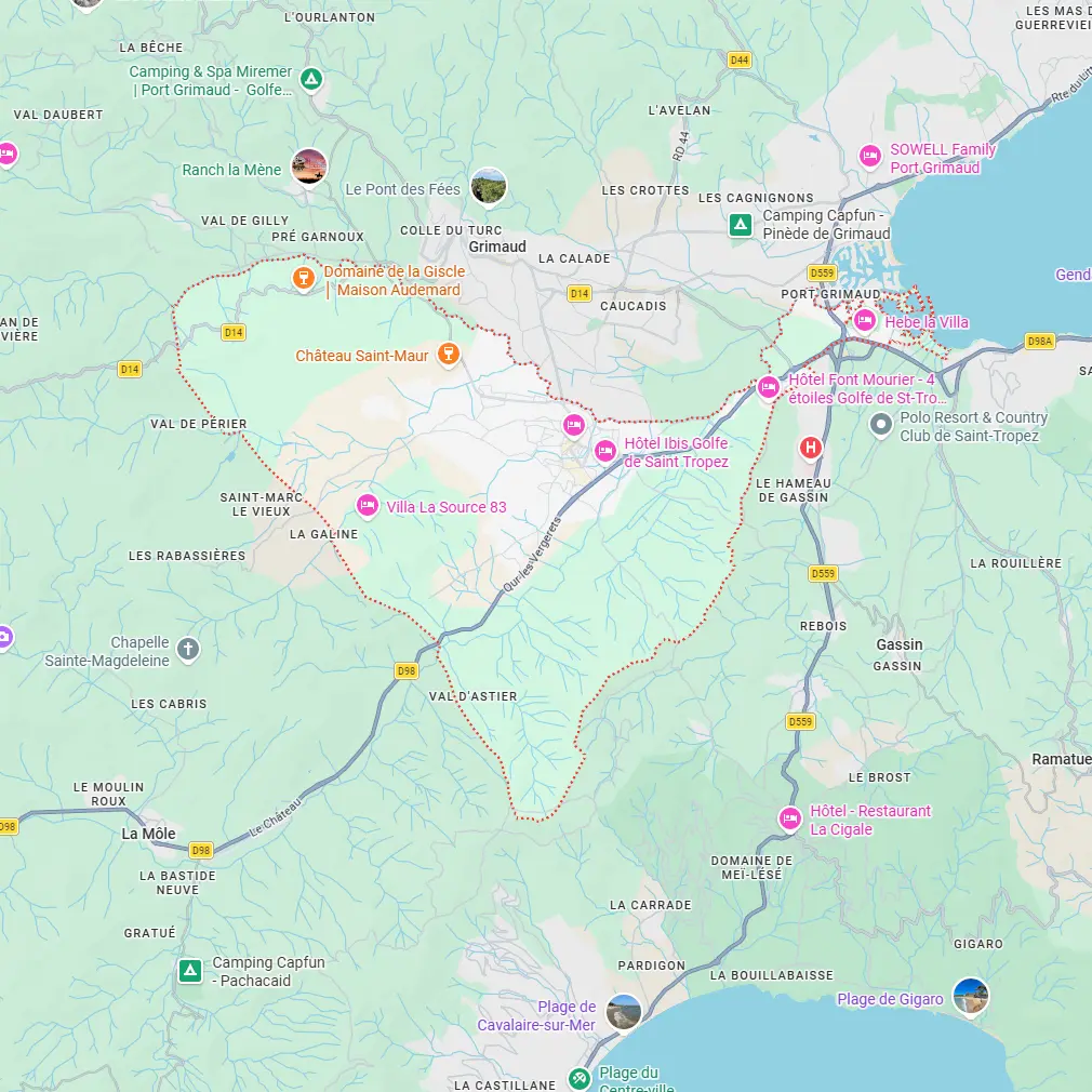 Carte de Cogolin présentant les secteurs d'intervention de notre entreprise de nettoyage à Cogolin