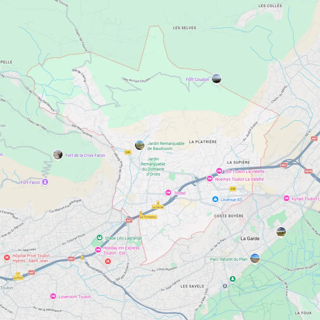 Carte de La Valette-du-Var présentant les secteurs d'intervention de notre entreprise de nettoyage à La Valette-du-Var