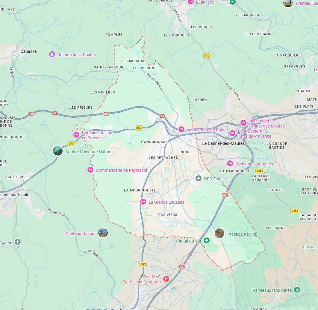 Carte du Luc présentant les principaux quartiers où intervient ECONET SOLUTION