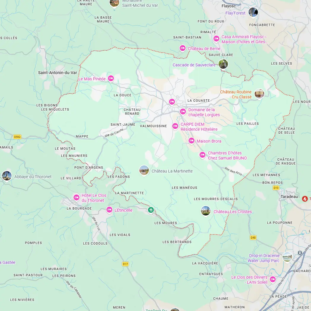 Carte de Lorgues présentant les principaux quartiers où intervient ECONET SOLUTION