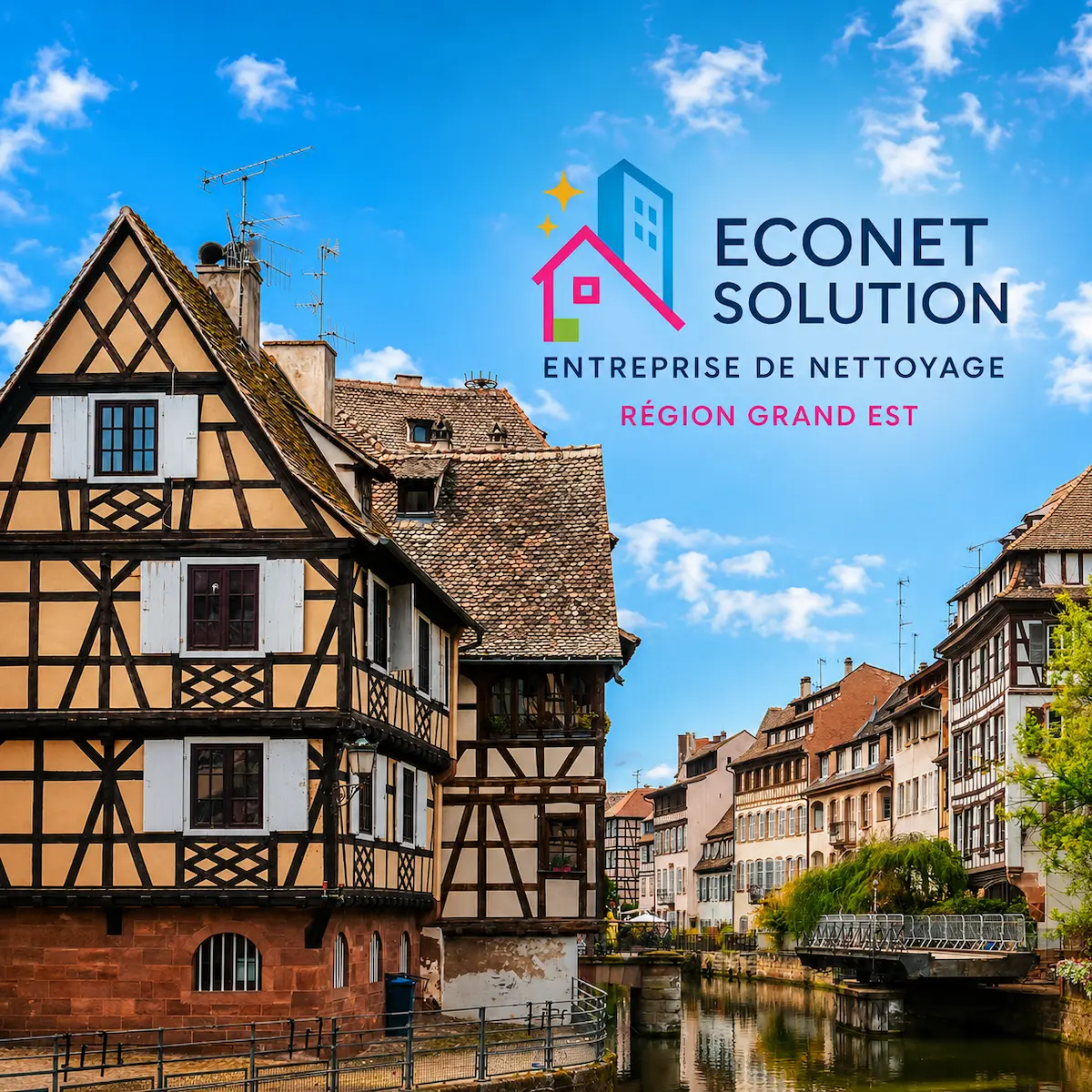 Entreprise de nettoyage Grand Est par ECONET SOLUTION intervenant auprès des entreprises, collectivités, copropriétés et particuliers dans toute la région.