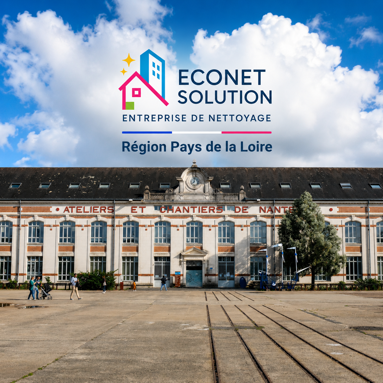 Entreprise de nettoyage Pays de la Loire par ECONET SOLUTION intervenant auprès des entreprises, collectivités, copropriétés et particuliers.