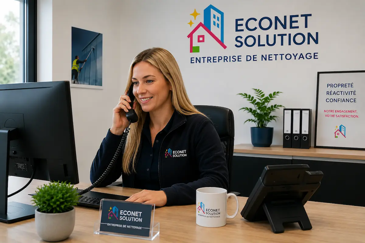 Conseillère ECONET SOLUTION accompagnant un client pour un devis de nettoyage de fientes de pigeons à Toulon